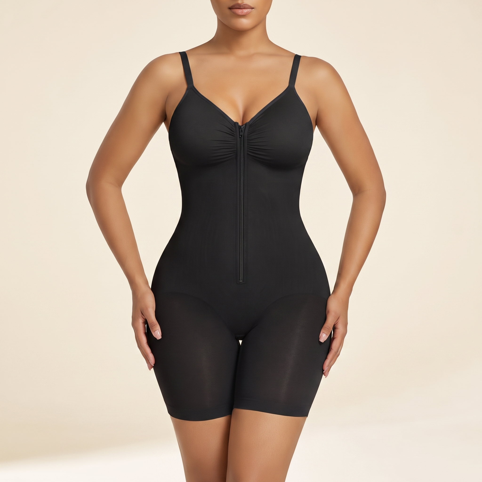 Zip-Up Tummy-Control Bodysuit
