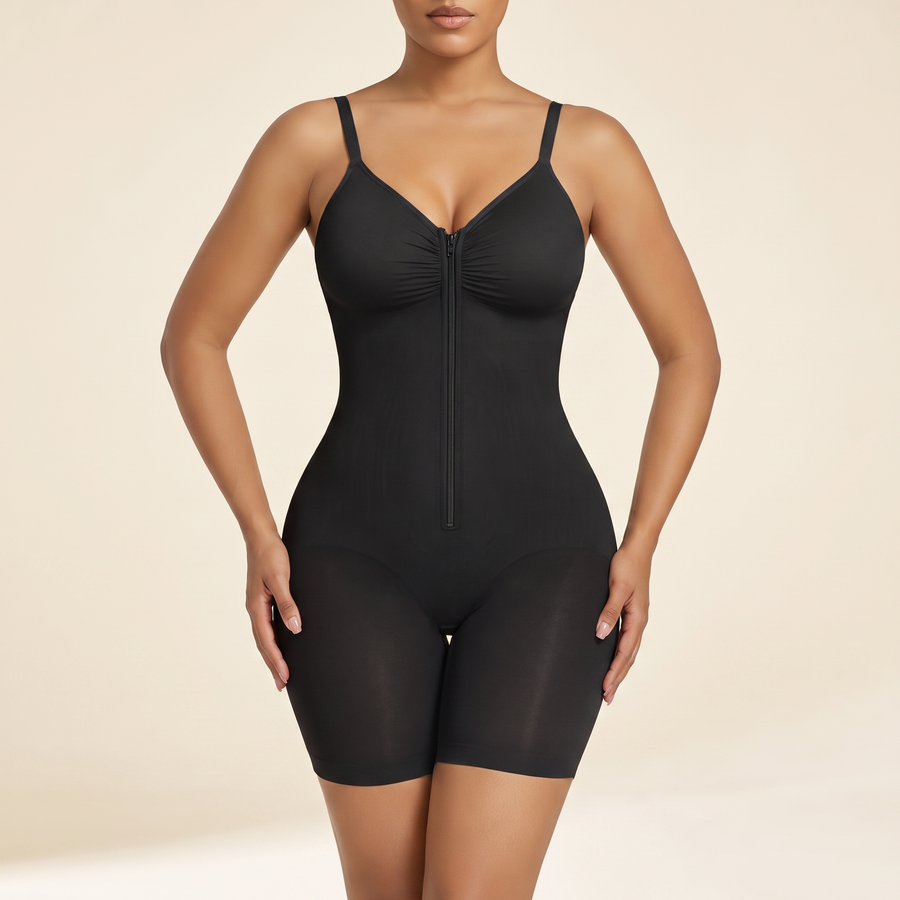Zip-Up Tummy-Control Bodysuit