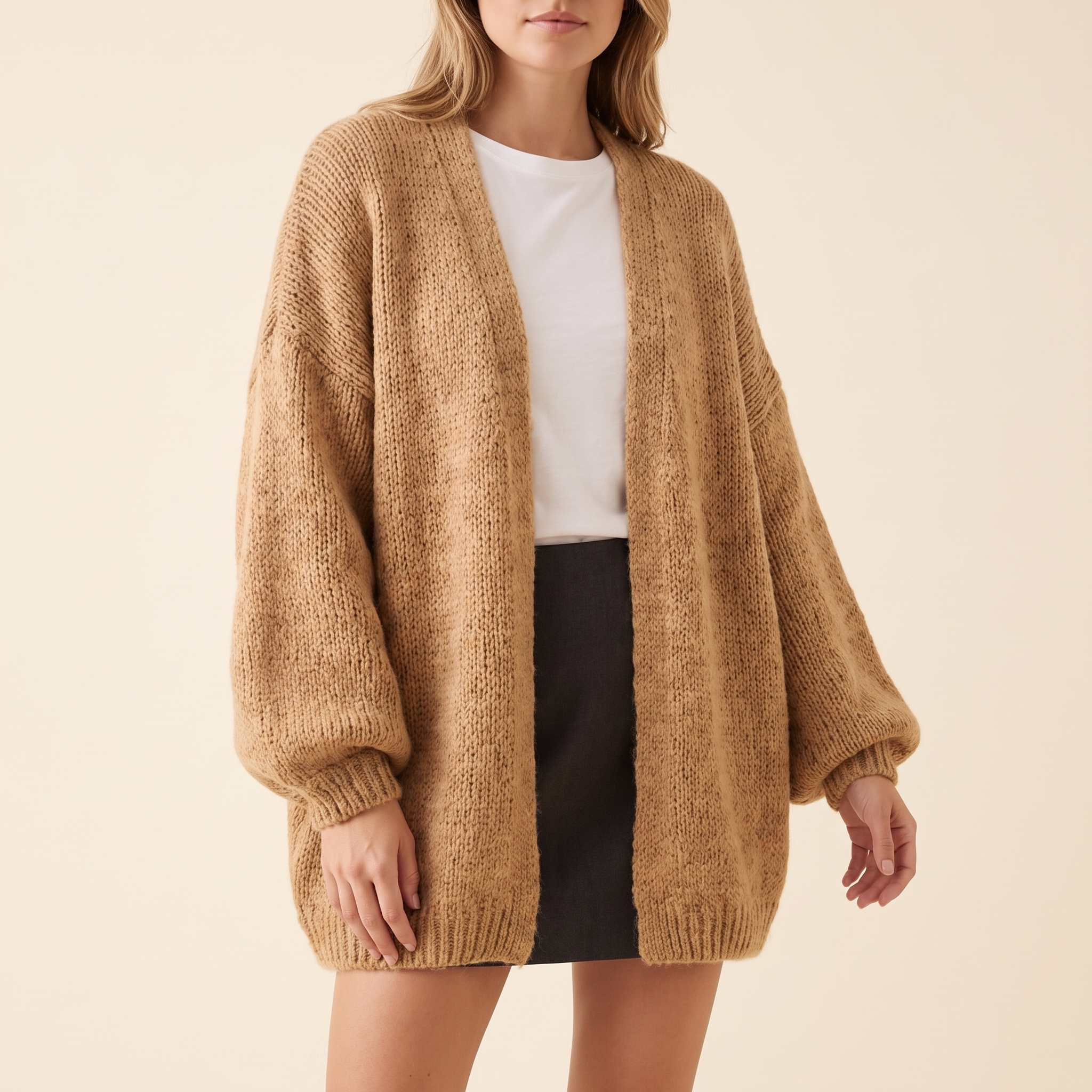 Oversized Open-Front Cardigan